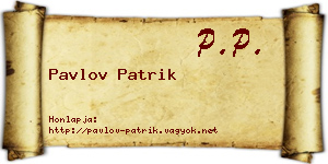 Pavlov Patrik névjegykártya